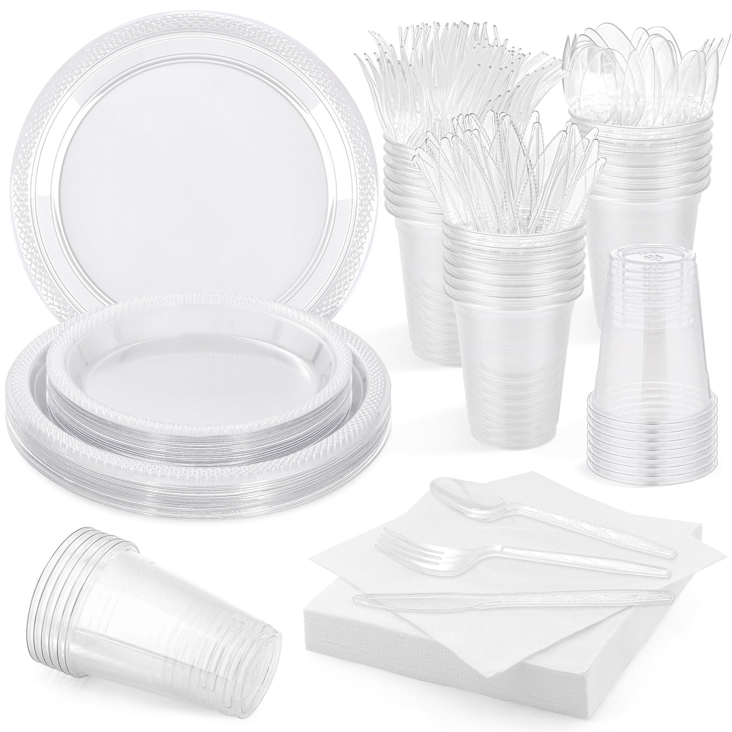 Clear Disposable Party Dinnerware Set - 25 Guests