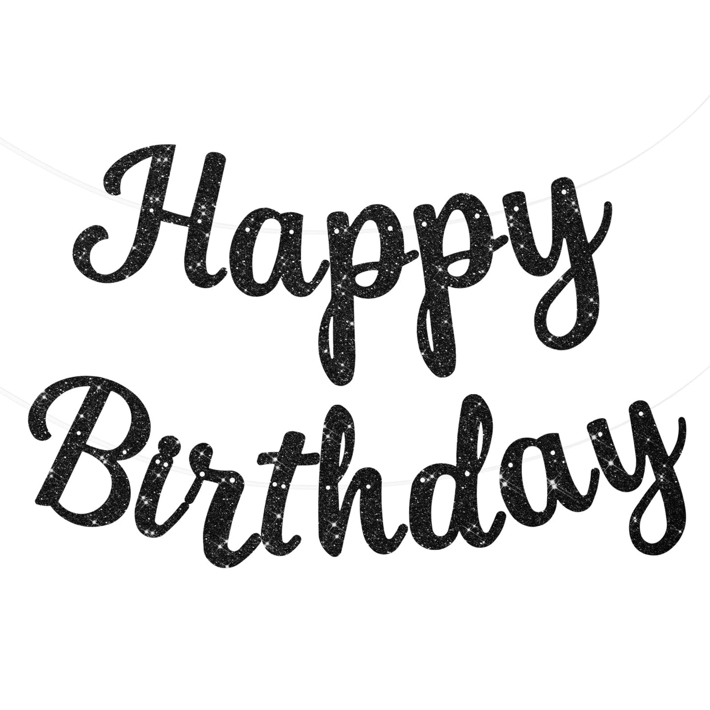 Black Elegant Happy Birthday Banner