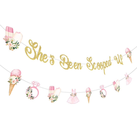 She's Been Scooped Up Ice Cream Bridal Shower Banner Set