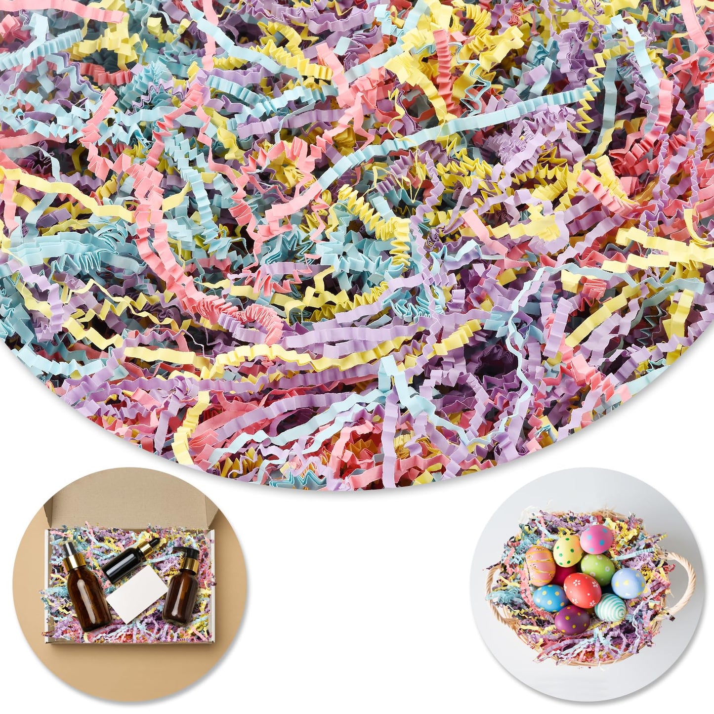 Darfukei Shredded Paper For Gift Baskets 1/2LB (8 oz) Crinkle Paper Filler Colorful Crinkle Paper Crinkle Cut Paper Shred For Birthdays WeddingsBoxes Bags Basket Filler Anniversaries Christmas Gift Wrapping