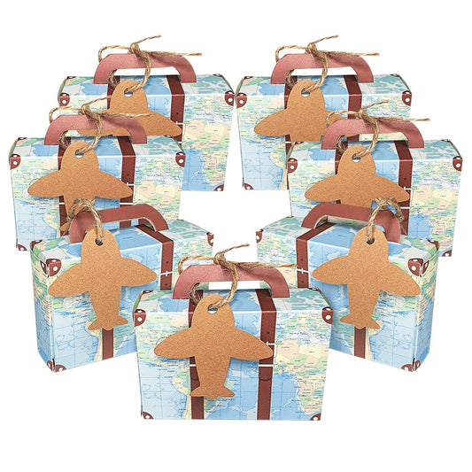 Vintage Suitcase Candy Favour Boxes – 50 Pack, Travel Theme