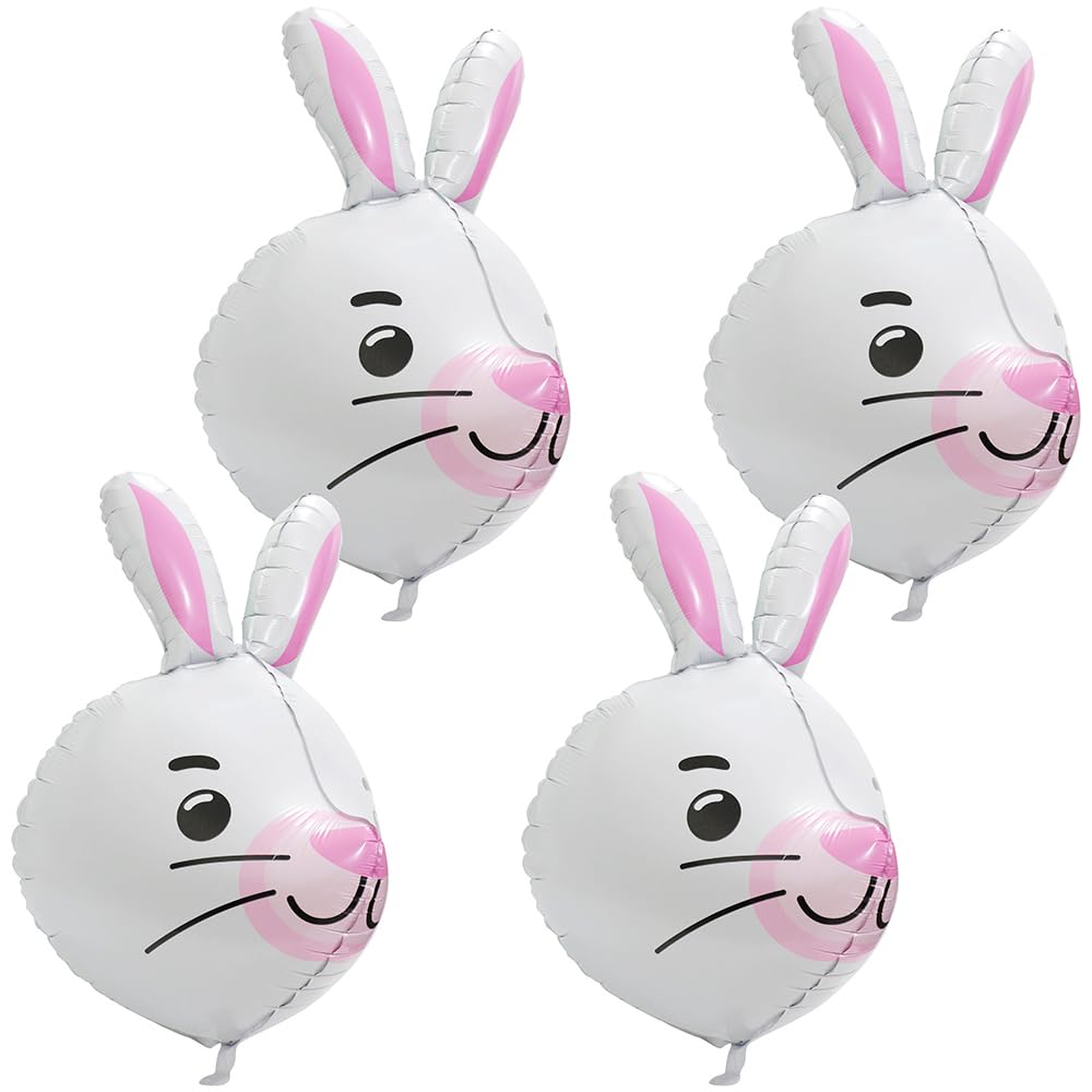 Bunny Head Foil Balloons – 4 Pack, 32 Inch, Easter Theme