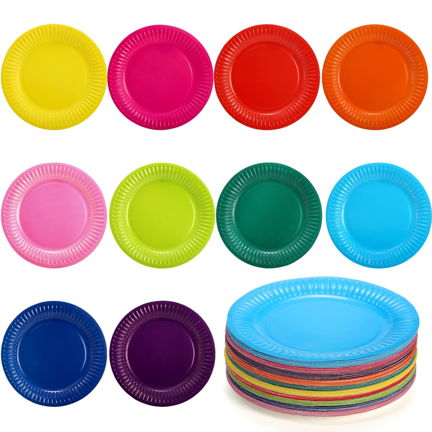 Rainbow Colourful Disposable Dinner Plates 9 Inch – 150 Pack