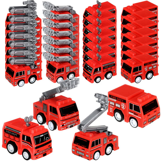 Mini Pull-Back Fire Truck Toy Party Favours – 96 Pack, 4 Styles
