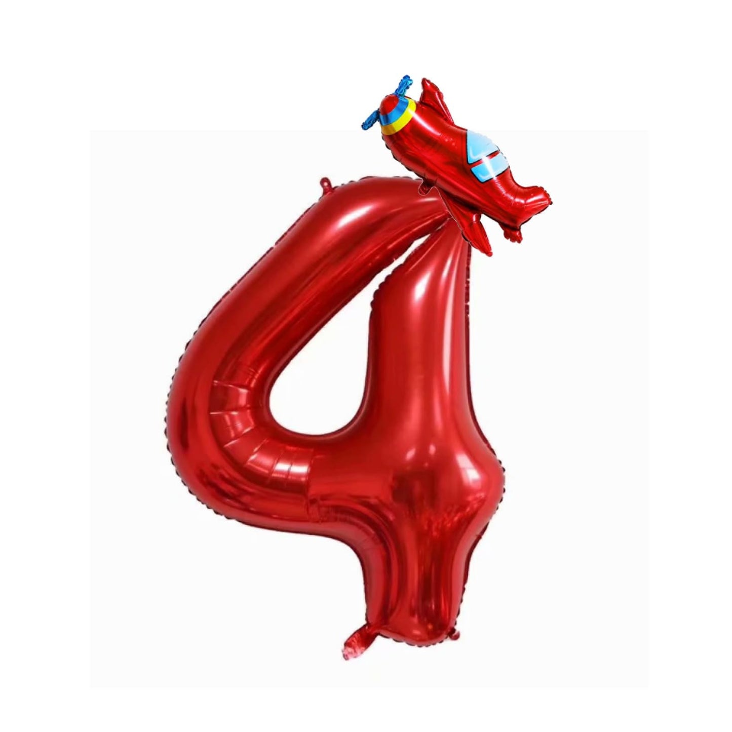 Airplane 4th Birthday Balloon Set – Red Number 4