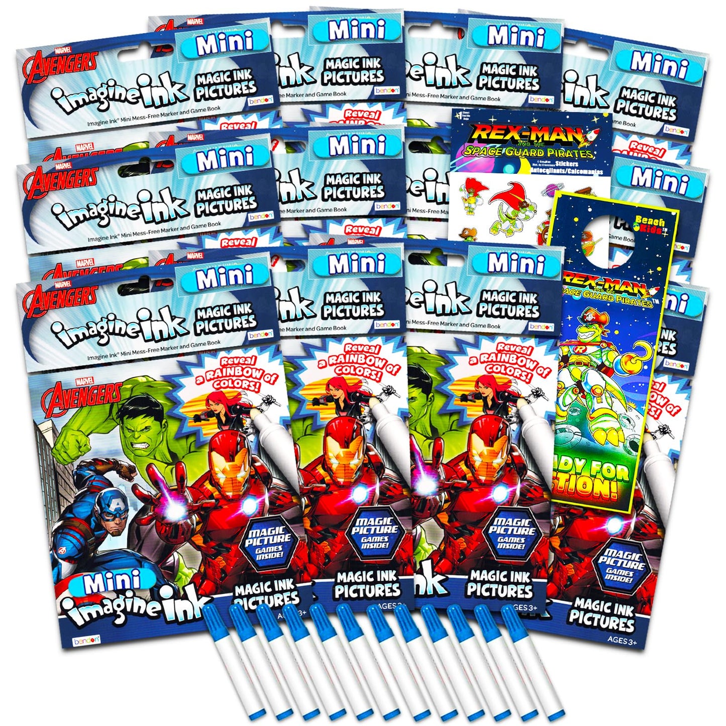 Superhero Emblem Magic Ink Coloring Books Party Favors - 12 ct