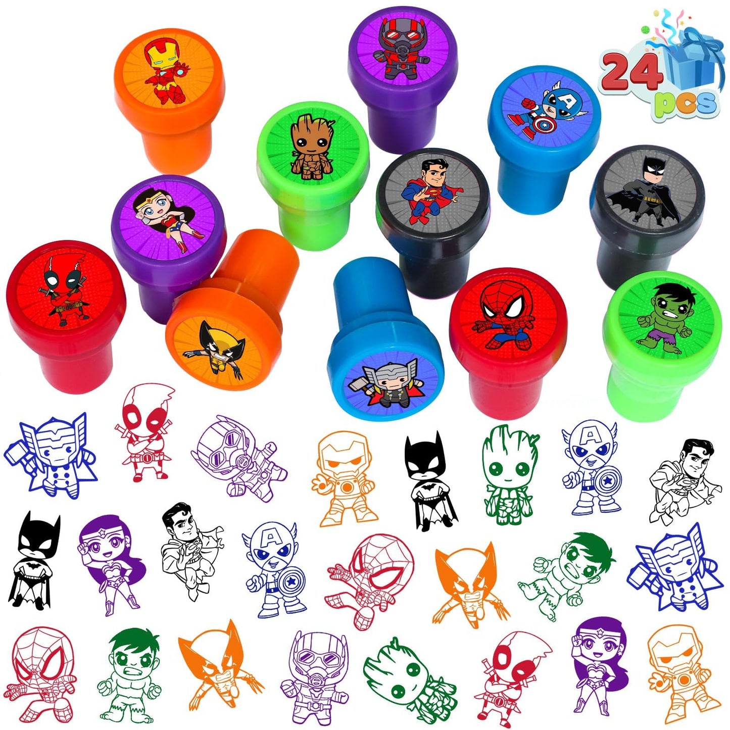 Superhero Themed Stampers Party Favours – 24 Pack