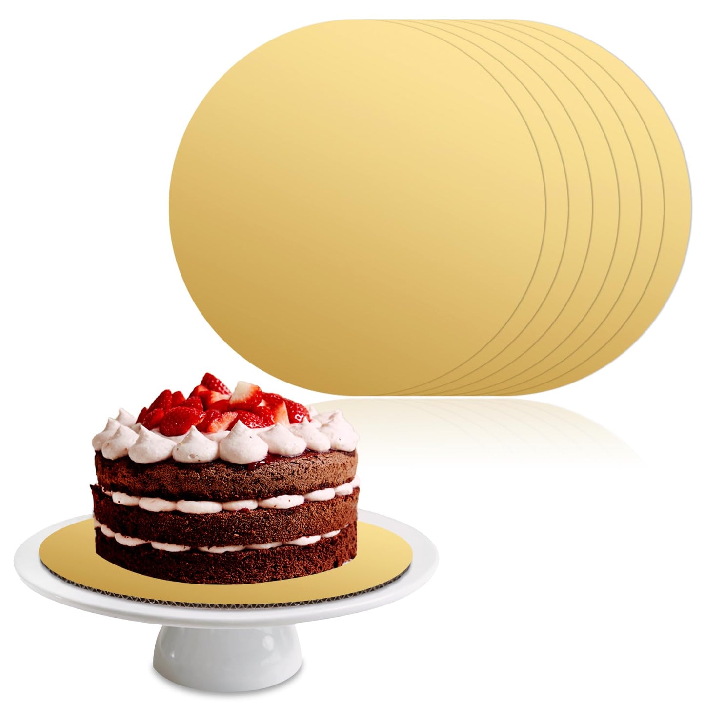 Romeda Cake Board 7 Cake Boards Per Pack Cake Board Can Be Used for Baking Cakes Cake DIY Desserts and Crafts Use Food Grade Cake Boards 10 Inch Round (Gold)