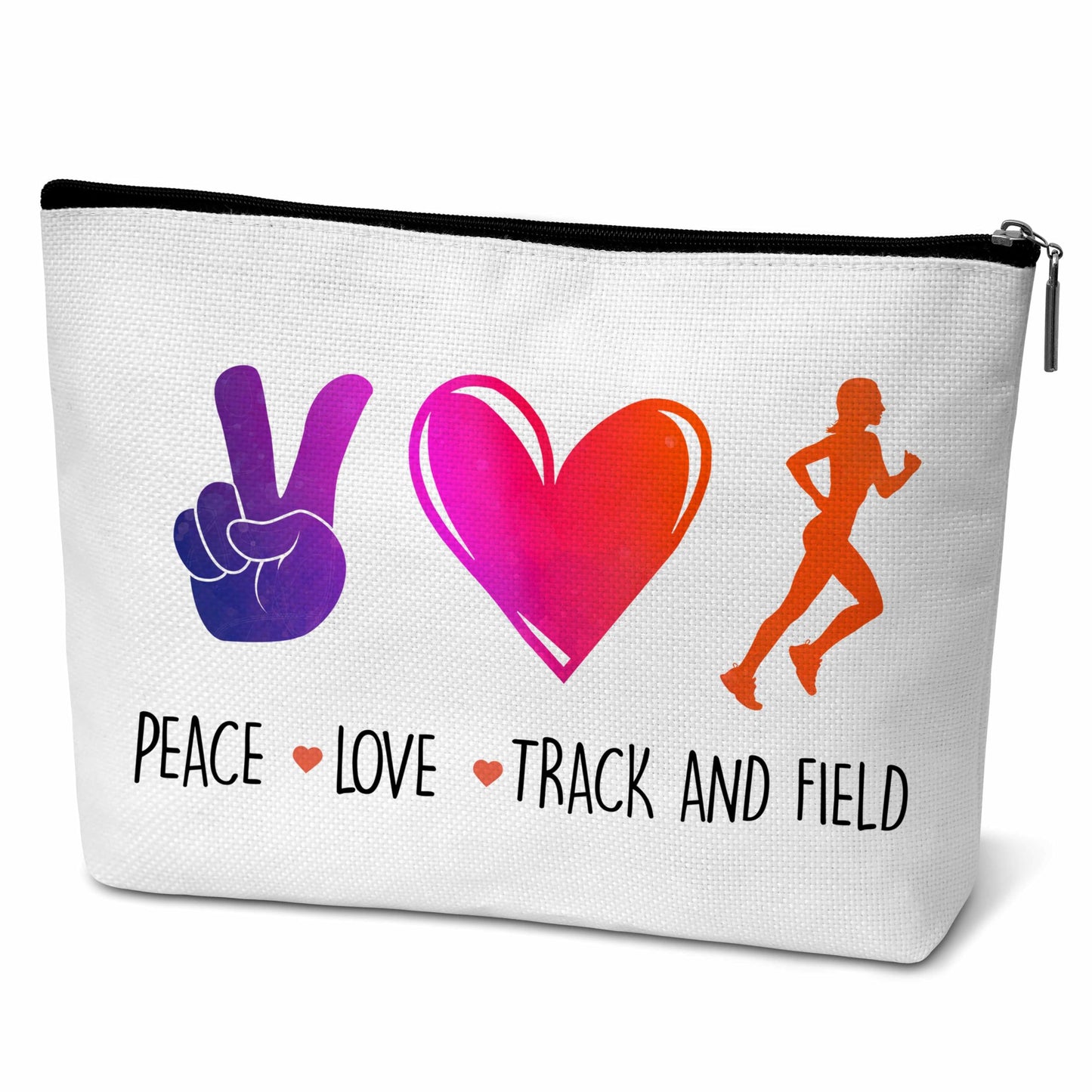 ONDTOM Peace Love Track and Field Makeup Bag Track and Field Gifts for Runners Female Women Teen Girl Accessories-B39