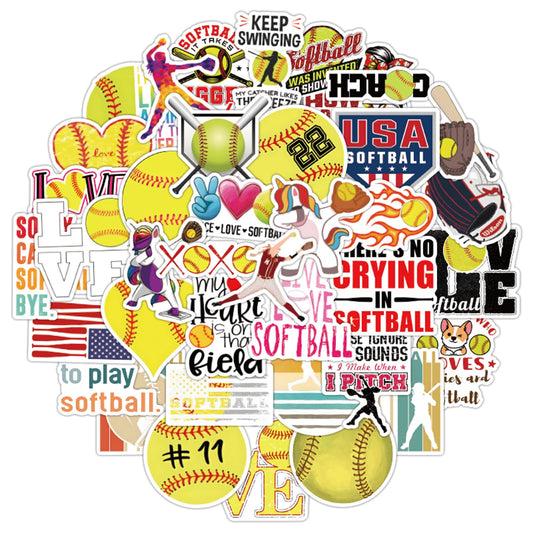 Softball Vinyl Stickers – 50 Pack