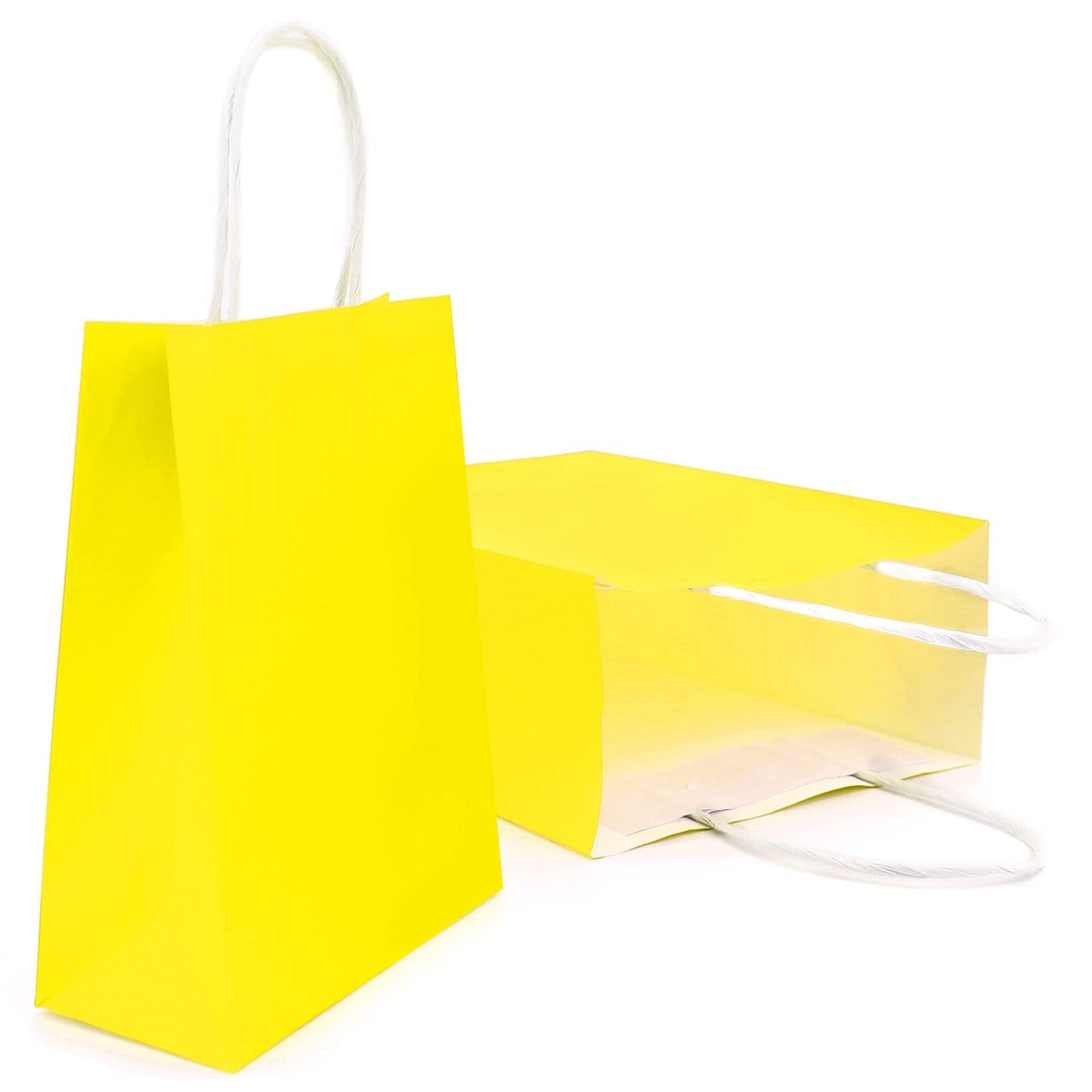 Yellow Kraft Paper Gift Bags with Handles - 24 ct