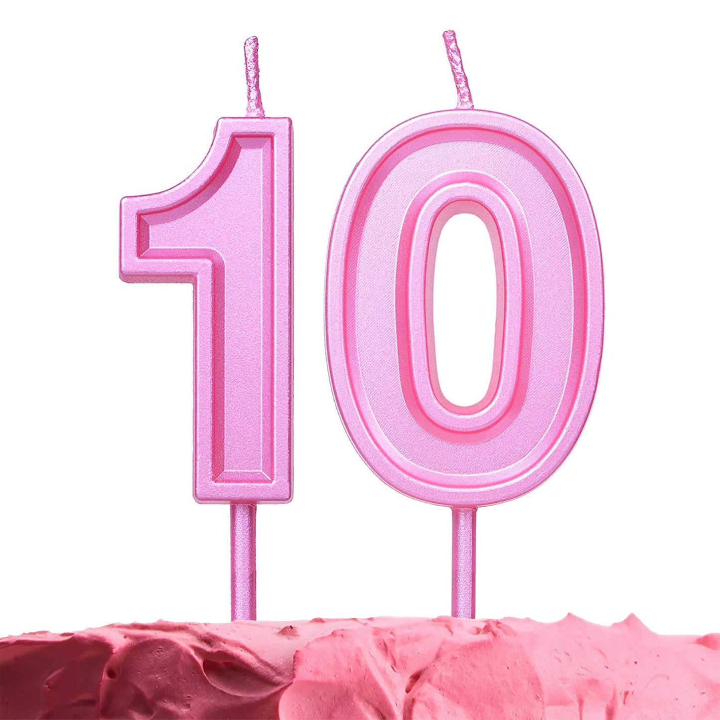 Pink Number 10 Birthday Cake Candle