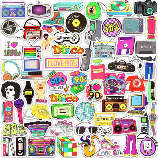 Retro 80s & 90s Stickers – 70 Pack