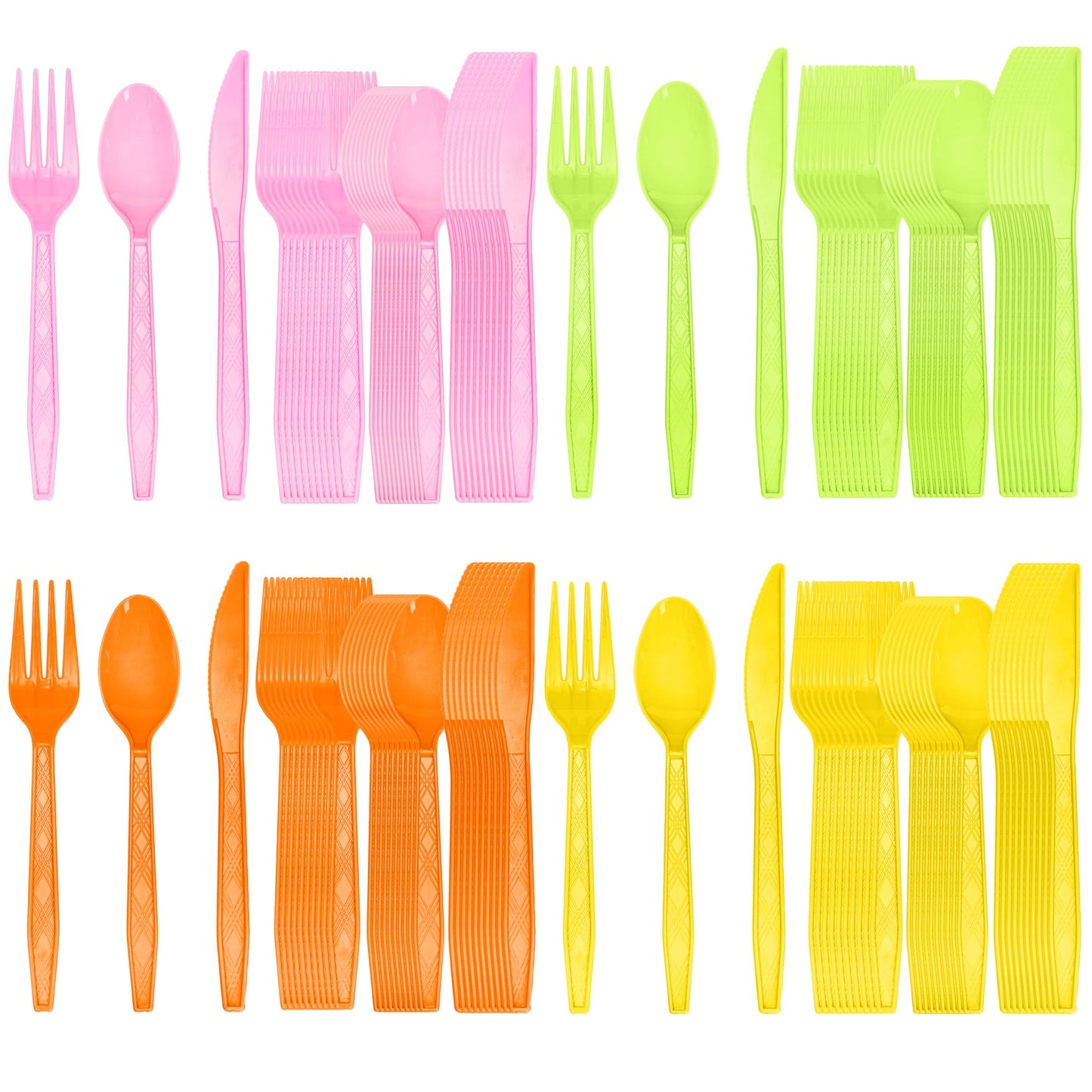 Neon Plastic Cutlery Set - 300 ct