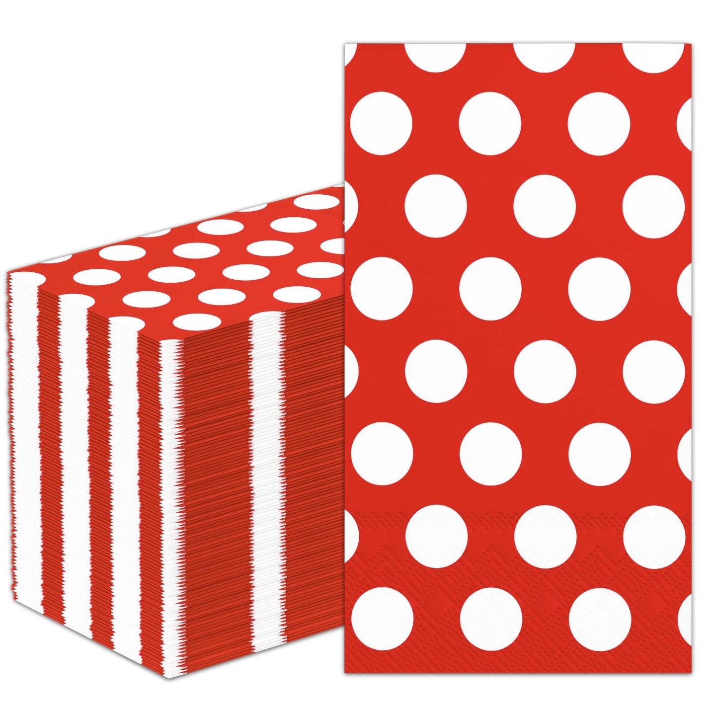 DYLIVeS 100 Pack Red and White Polka Dots Guest Towel Napkins Red Disposable Dinner Napkins Easter Paper Hand Towels Picnic Napkins for Wedding Baby Shower Birthday Graduation Party Supply 3-Ply