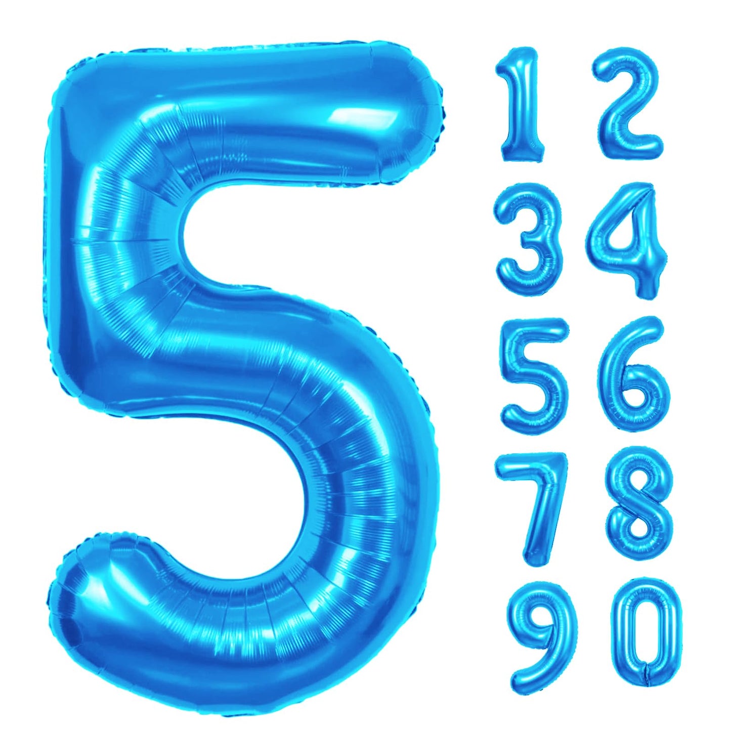 Light Blue Number 5 Giant Foil Birthday Balloon - 40 Inch