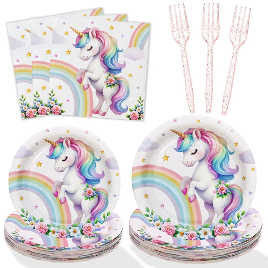 Unicorn Party Plates Set - 100 ct