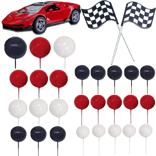 Race Car Checkered Flag Cake Toppers - 30 ct