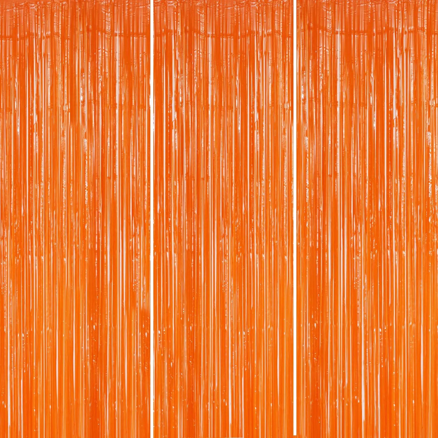 Orange Foil Fringe Backdrop Curtains - 3 ct