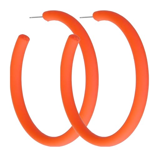 Neon Orange Retro Acrylic Large Hoop Earrings – 80s & 90s Party Accessories