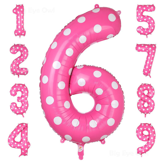 Pink Polka Dot Number 6 Giant Foil Balloon - 40 Inch