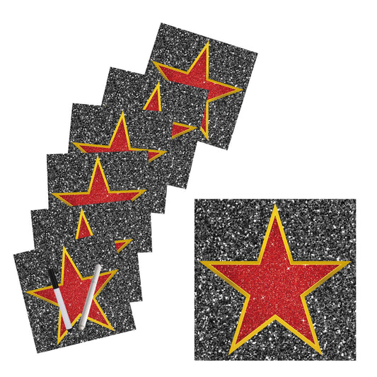 Movie Star Floor Stickers – 25 Pack, Red, Hollywood Theme