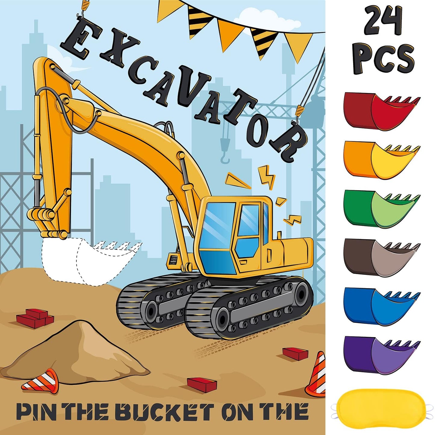 Excavator Pin the Bucket Construction Birthday Party Game