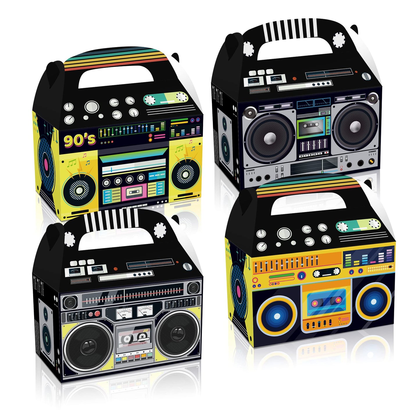80s & 90s Radio Boombox Paper Party Favour Treat Boxes – 12 Pack