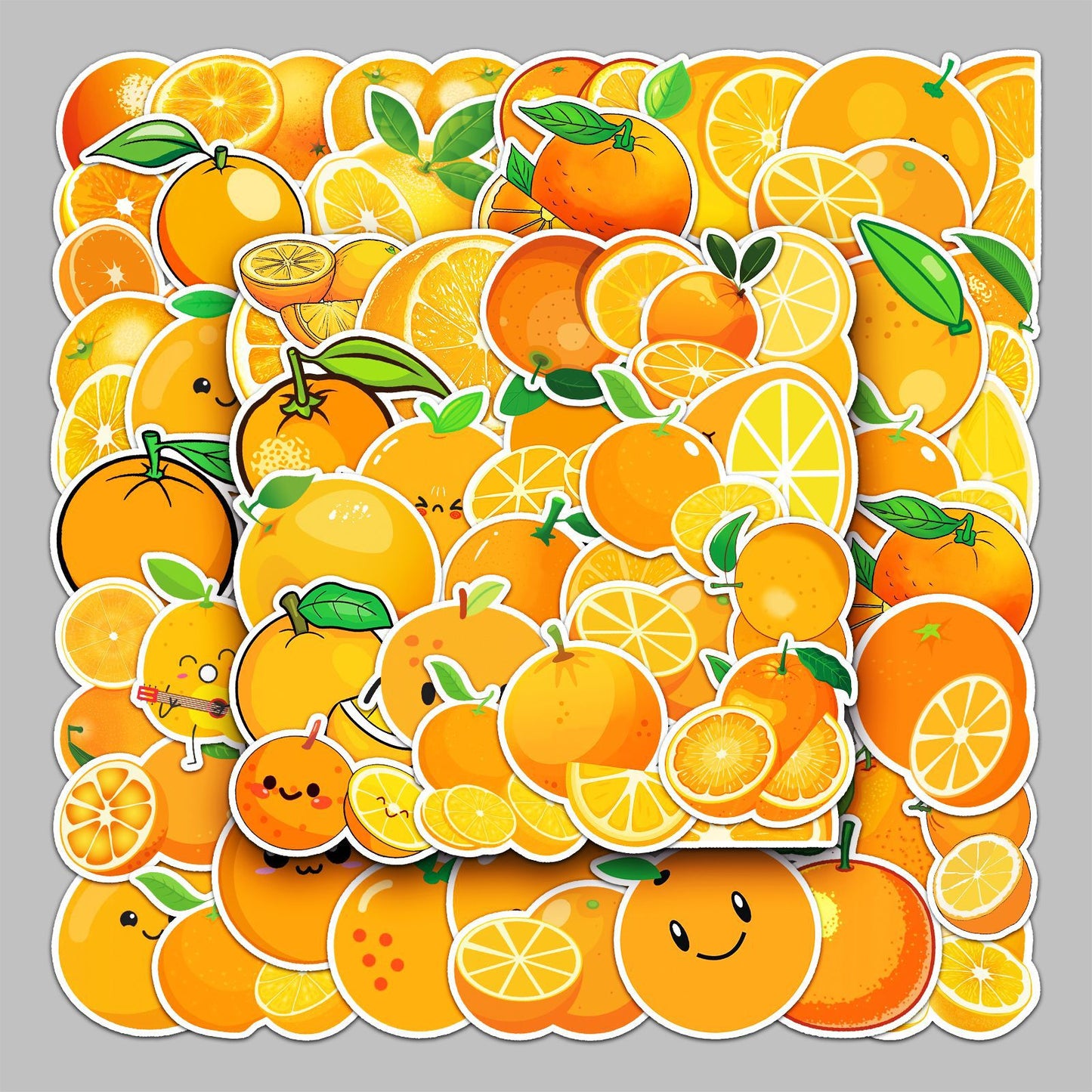 50 Orange Cartoon Fruit Stickers for DIY Projects