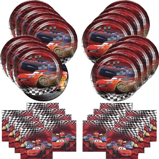 Racing Car Character Party Plates & Napkins – 40 Pack