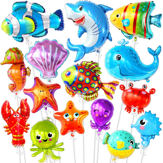 Under the Sea Ocean Animal Foil Balloon Set - 15 ct