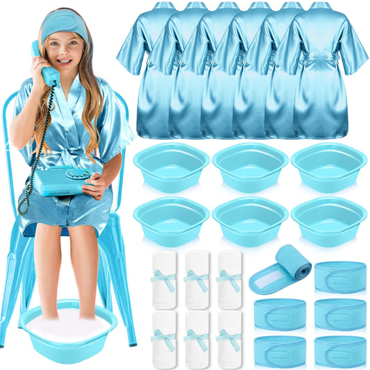Kids Spa Party Supplies – 24 Piece, Blue