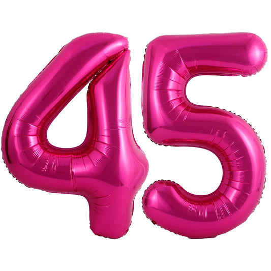 Hot Pink Number 45 Giant Foil Balloon - 40 Inch