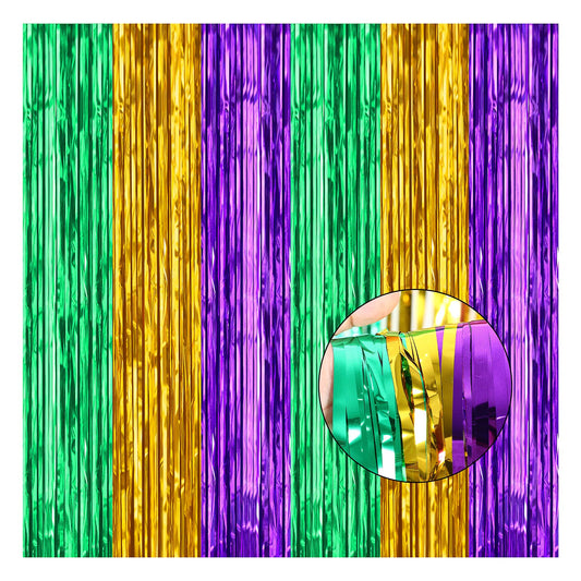 Mardi Gras Metallic Foil Fringe Curtains