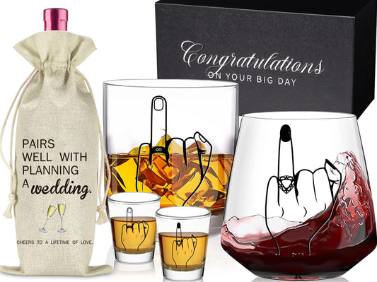 Ring Finger Couple Glasses – Engagement & Wedding Gift Set