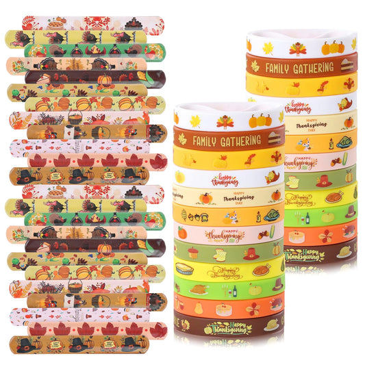 Thanksgiving Pumpkin Slap Bracelets Fall Party Favours – 48 Pack