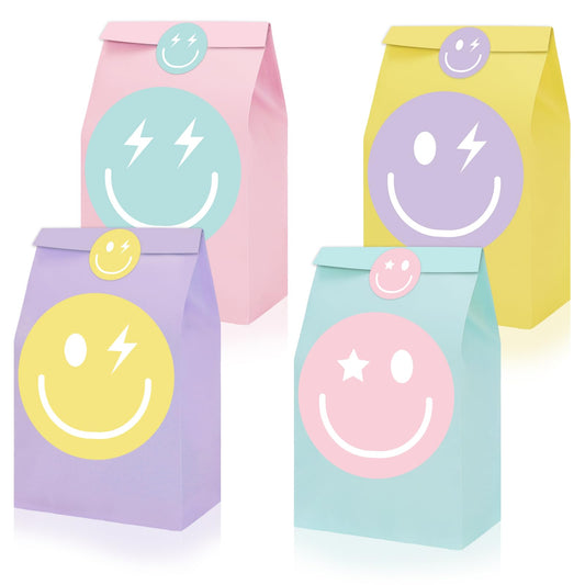 Preppy Pastel Smile Face Party Favour Bags – 24 ct