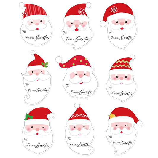 Santa Claus Christmas Gift Tag Stickers – 96 Pack
