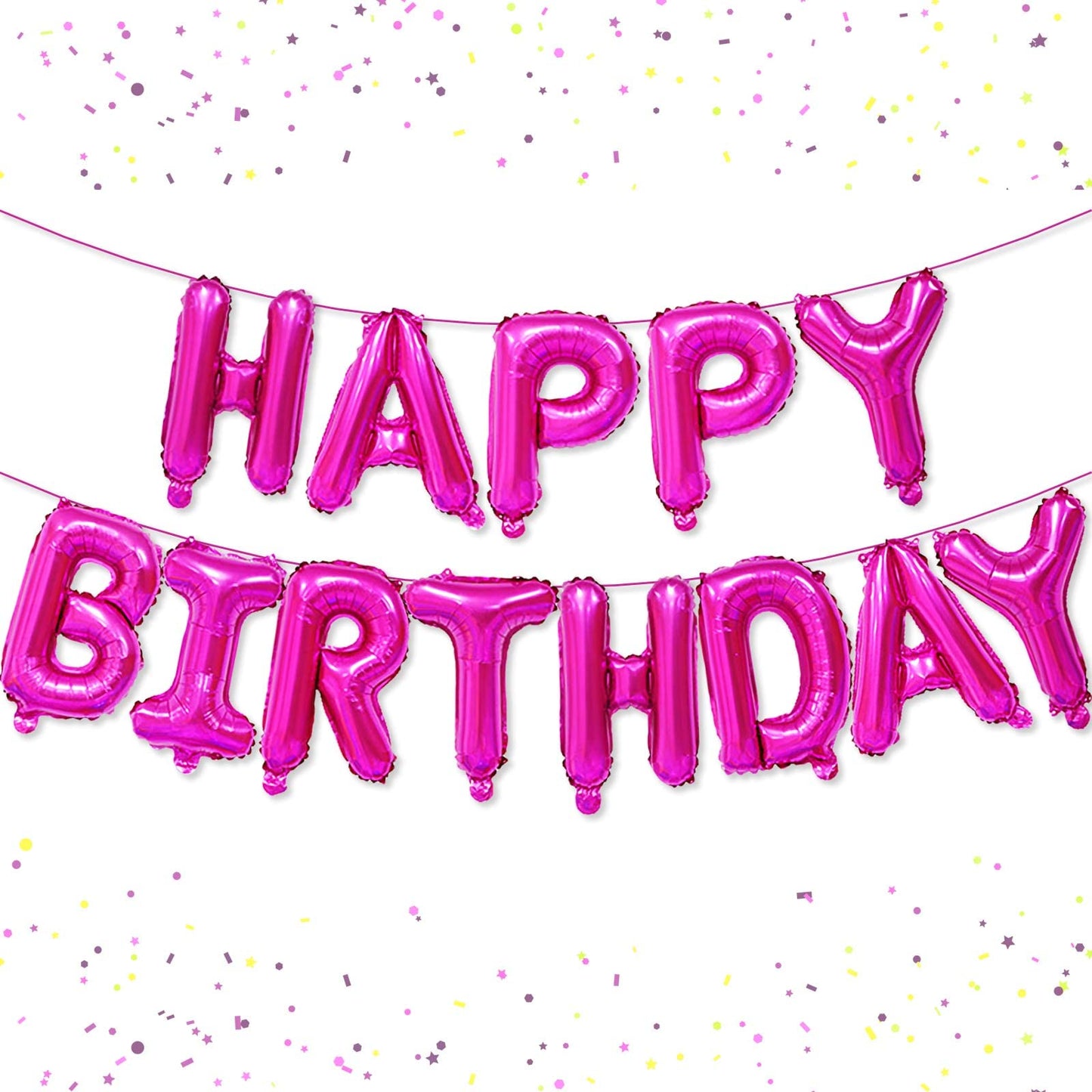 Hot Pink Happy Birthday Foil Letter Balloon Banner – 16 Inch