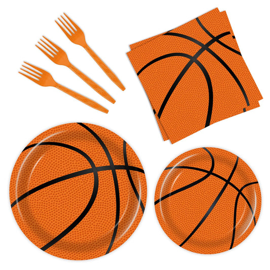Basketball Plates & Napkins Party Set – 96 Piece