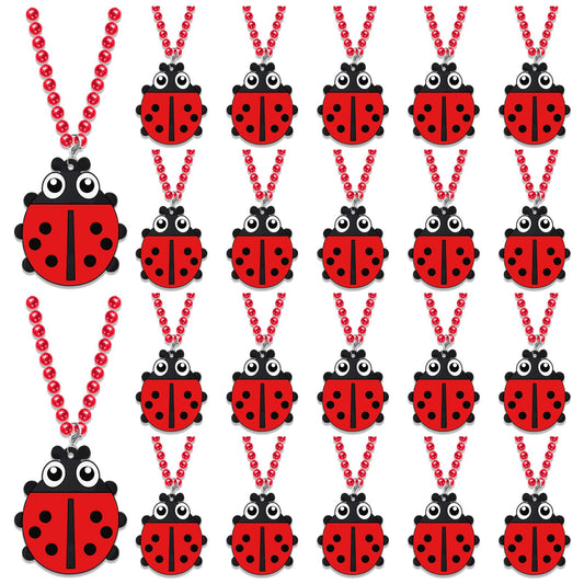 Ladybug Rubber Necklace Party Favours – 24 Pack