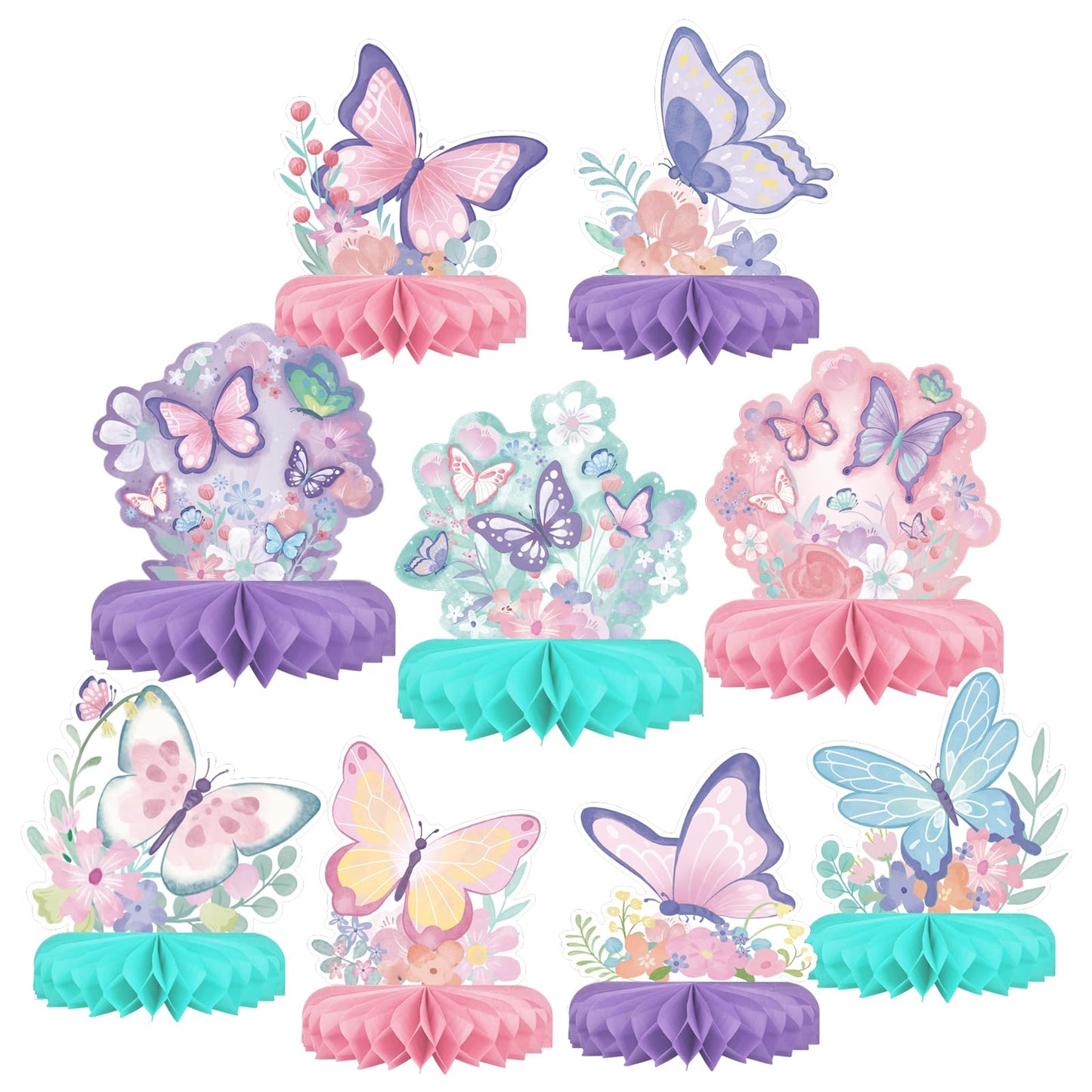 Butterfly Birthday Party Honeycomb Table Centrepiece Kit – 9 Piece