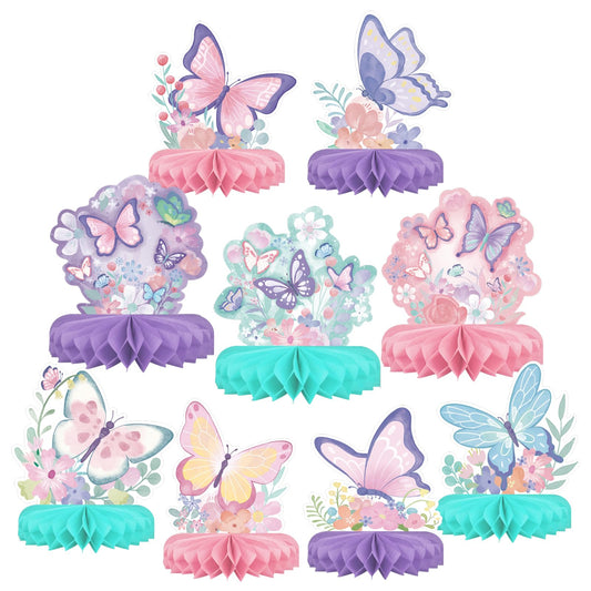 Butterfly Birthday Party Honeycomb Table Centrepiece Kit – 9 Piece