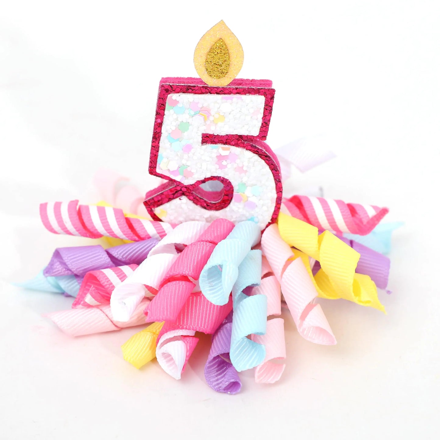 5th Birthday Candle Hair Bow Clip