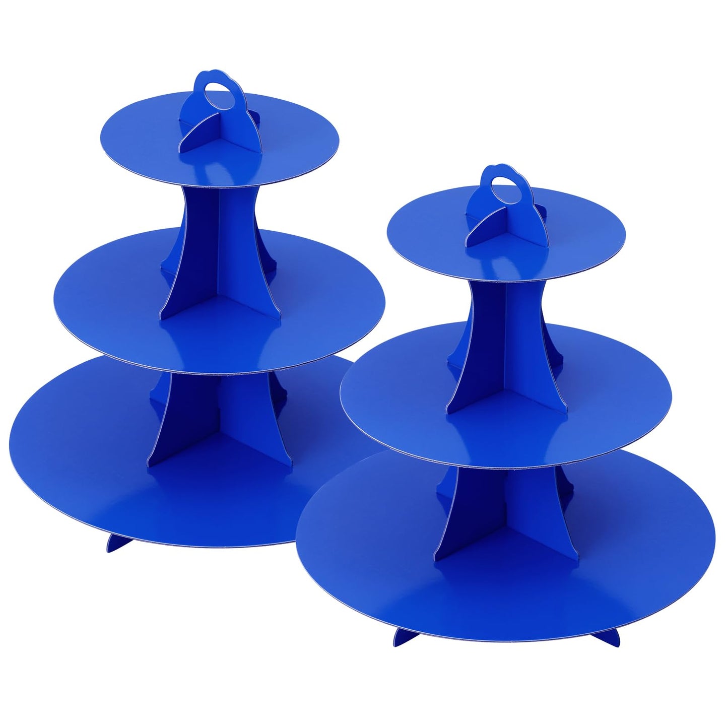 Dark Blue 3-Tier Round Cardboard Cupcake Stand – 2 Pack