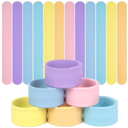Pastel Silicone Slap Bracelets – 12 Pack, 6 Colours