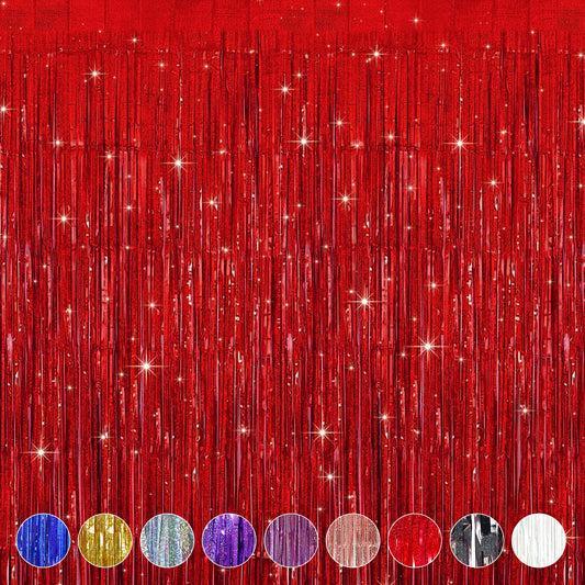 Red Foil Fringe Curtain Party Backdrop Decorations