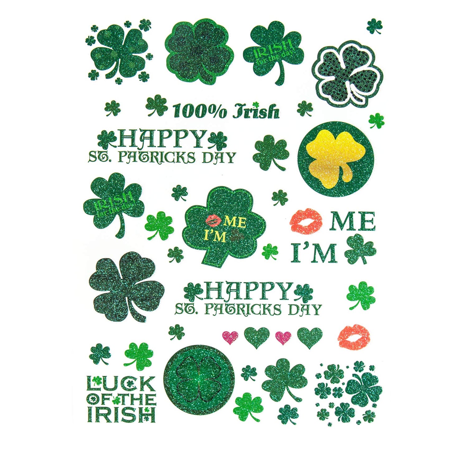 St. Patrick's Day Lucky Clover Temporary Tattoos – 6 Pack