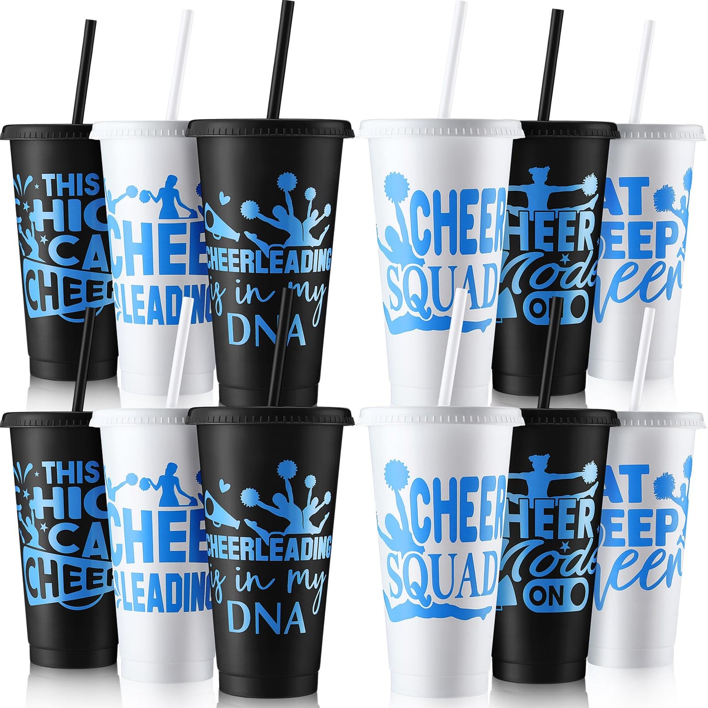 Cheer Team Tumblers with Straws & Lids – 12 Pack, 24oz