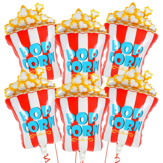 Popcorn Foil Balloons – 6 Pack, 31 Inch, Red